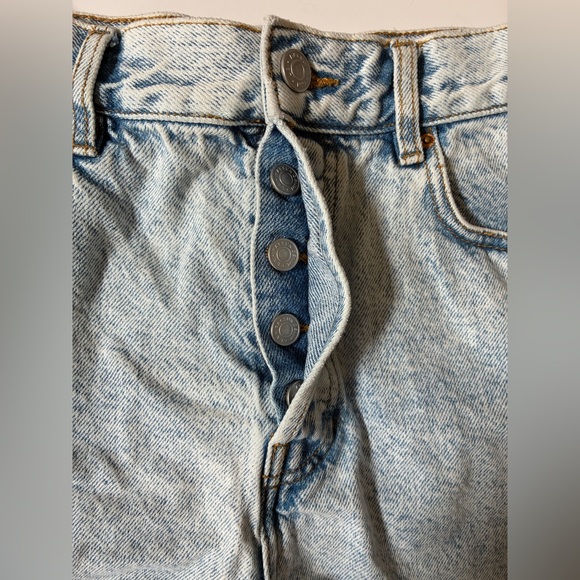 Pacsun Light Blue Raw Cut Button Fly 90s Girlfriend Denim Shorts - Picture 9 of 11